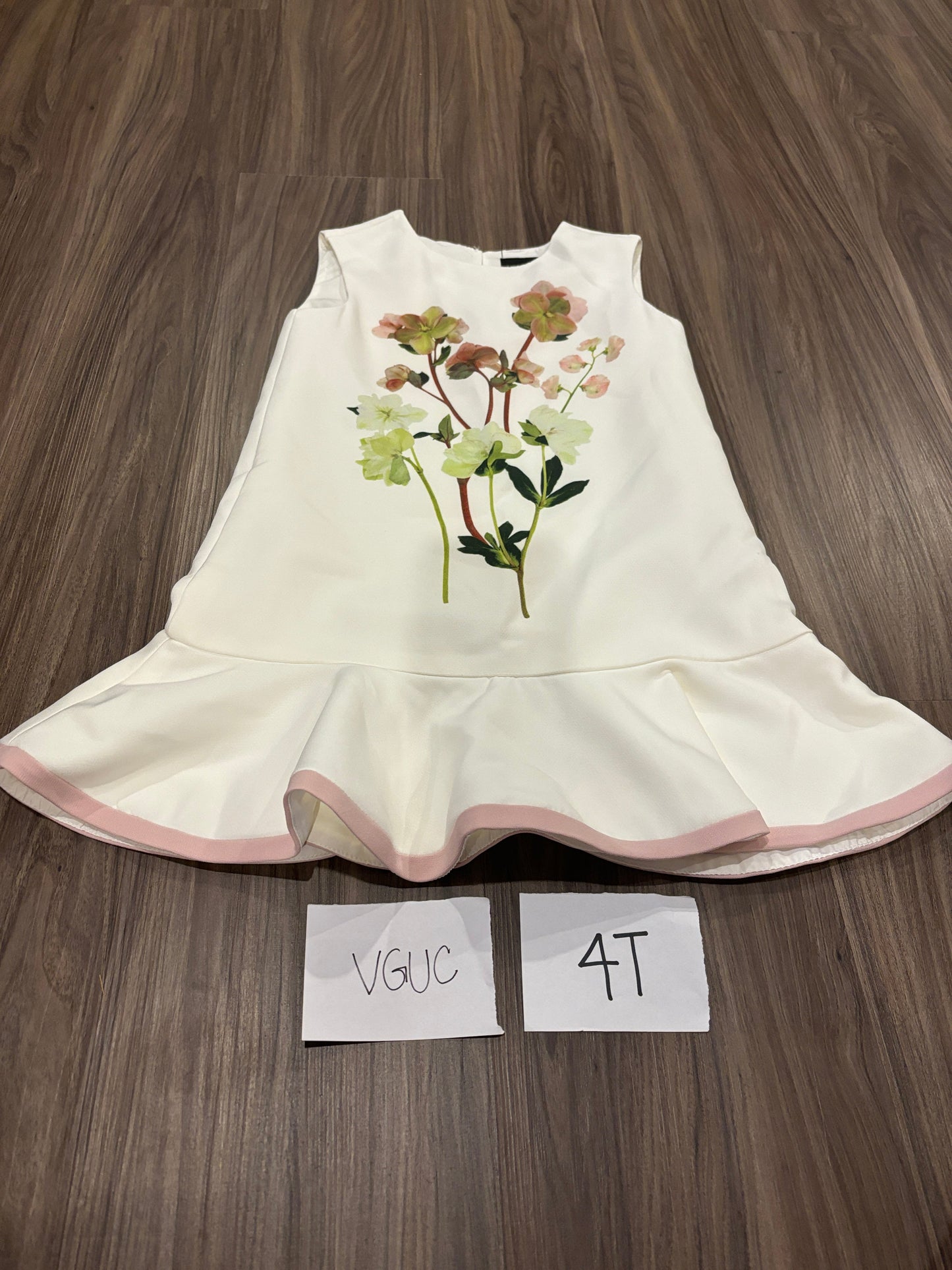 #77 - 4T - VGUC White Tank Dress with Flowers