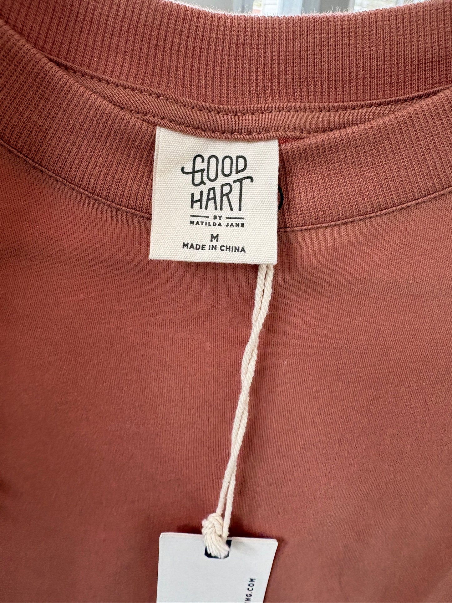 Seller #105 -NWT Medium Women's Rust/Dusty Pink Good Hart (Matilda Jane) Ruffle Shirt (Very Lightweight!)