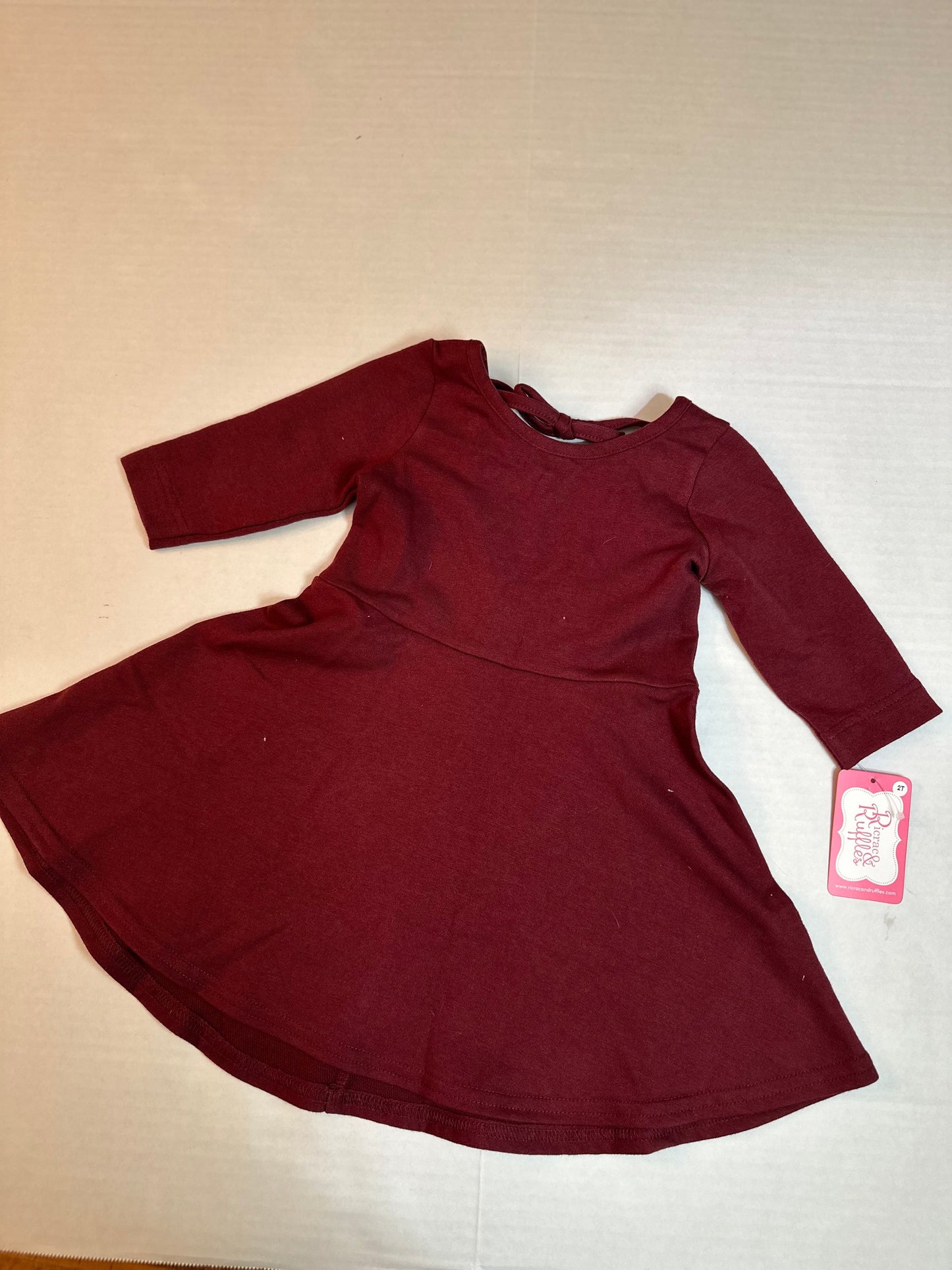 #88 2T burgundy skater dress knit fabric NWT