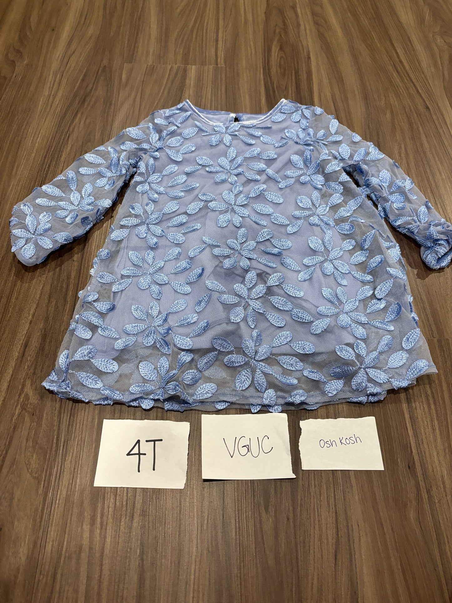 #138 - 4T - VGUC Osh Kosh - Blue LS Dress - PU 45236