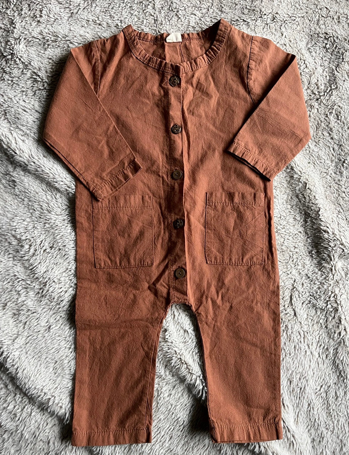 Seller #13 gender neutral size 80 (9 months) brown romper - lightweight