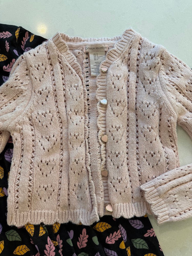 #9 Girls Size 5 Bundle - Fall Leaf Dress + Light Pink Cardigan Sweater _ VGUC