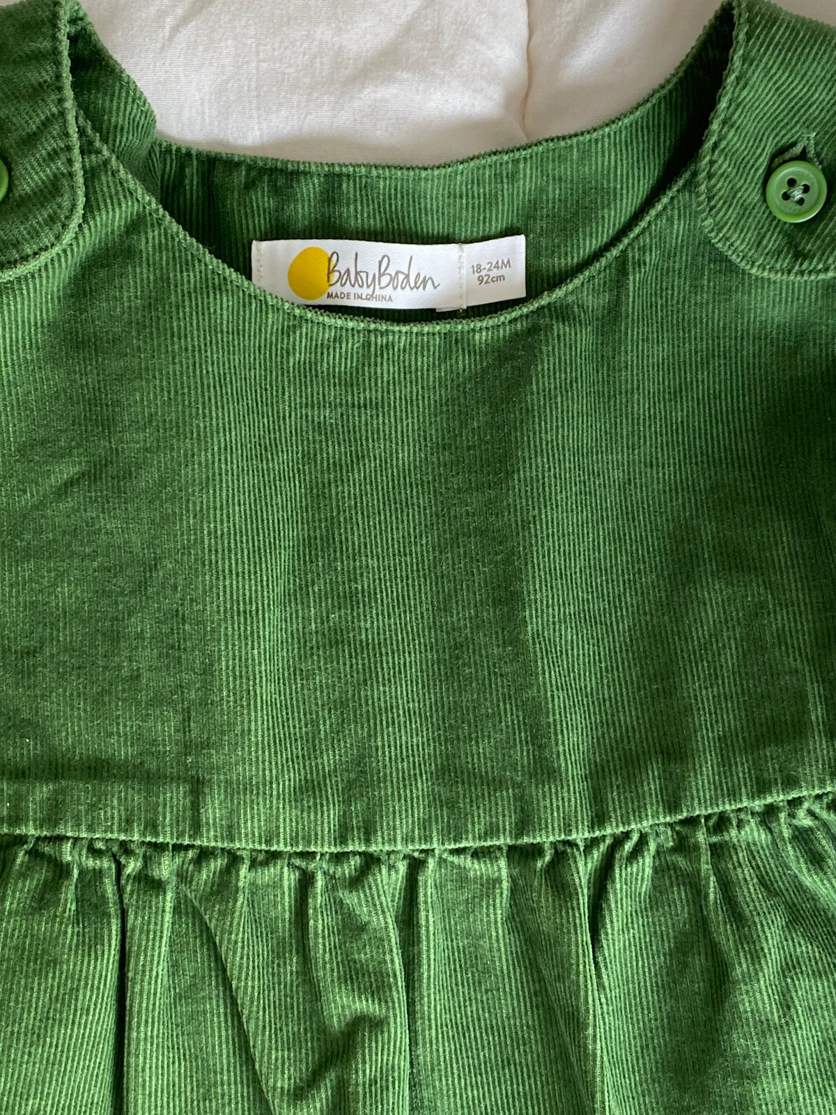 #59 Boden girls 18-24 mo green corduroy jumper