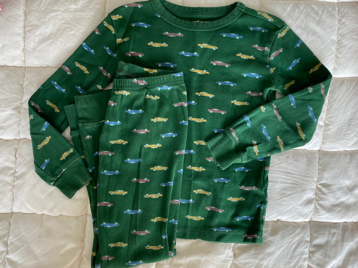 #59 Janie and Jack boys 6 green car pajamas