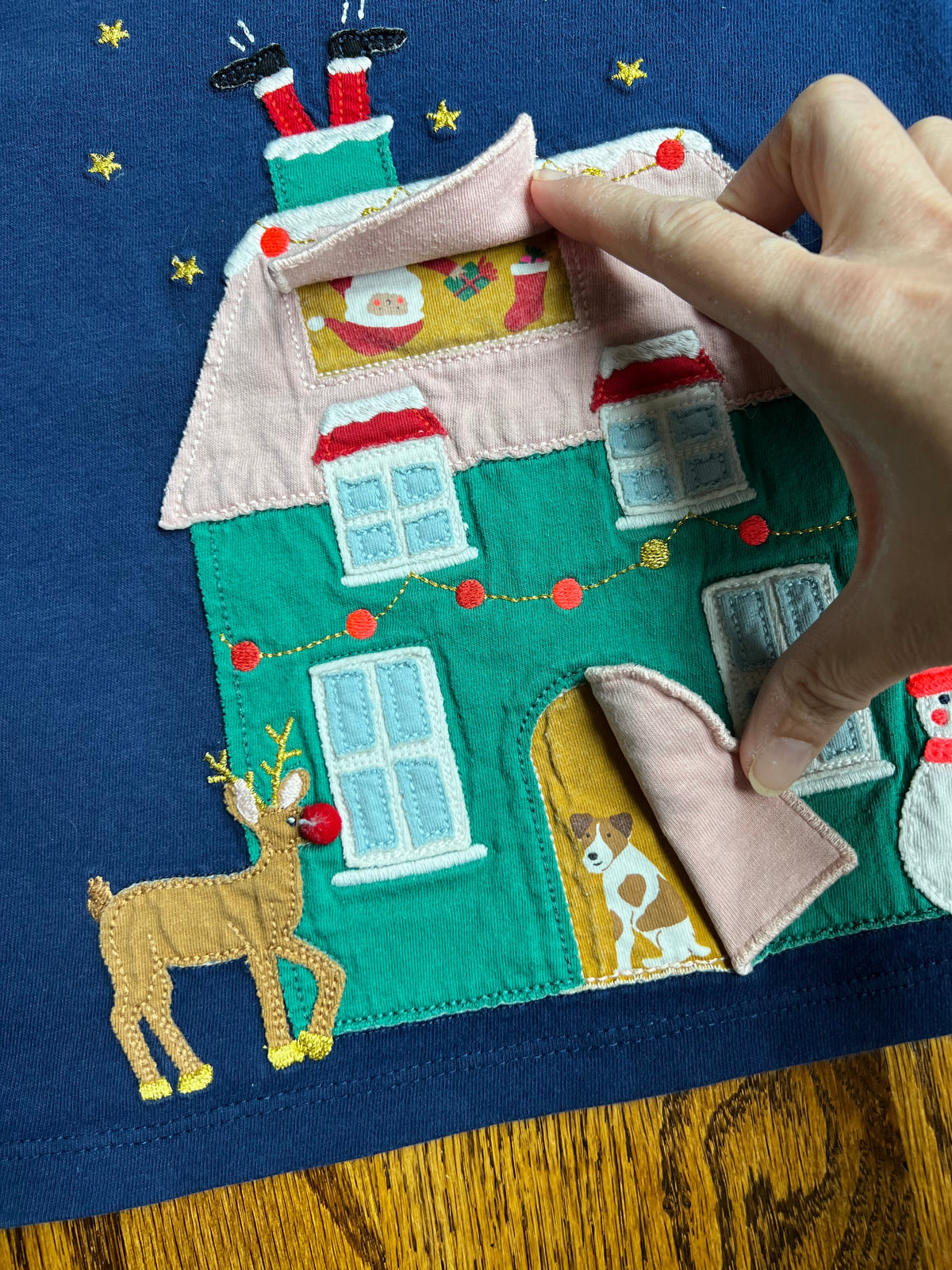 Seller #115 - Boden Girls 3-4Y Navy Blue Holiday Lift the Flap Shirt, GUC