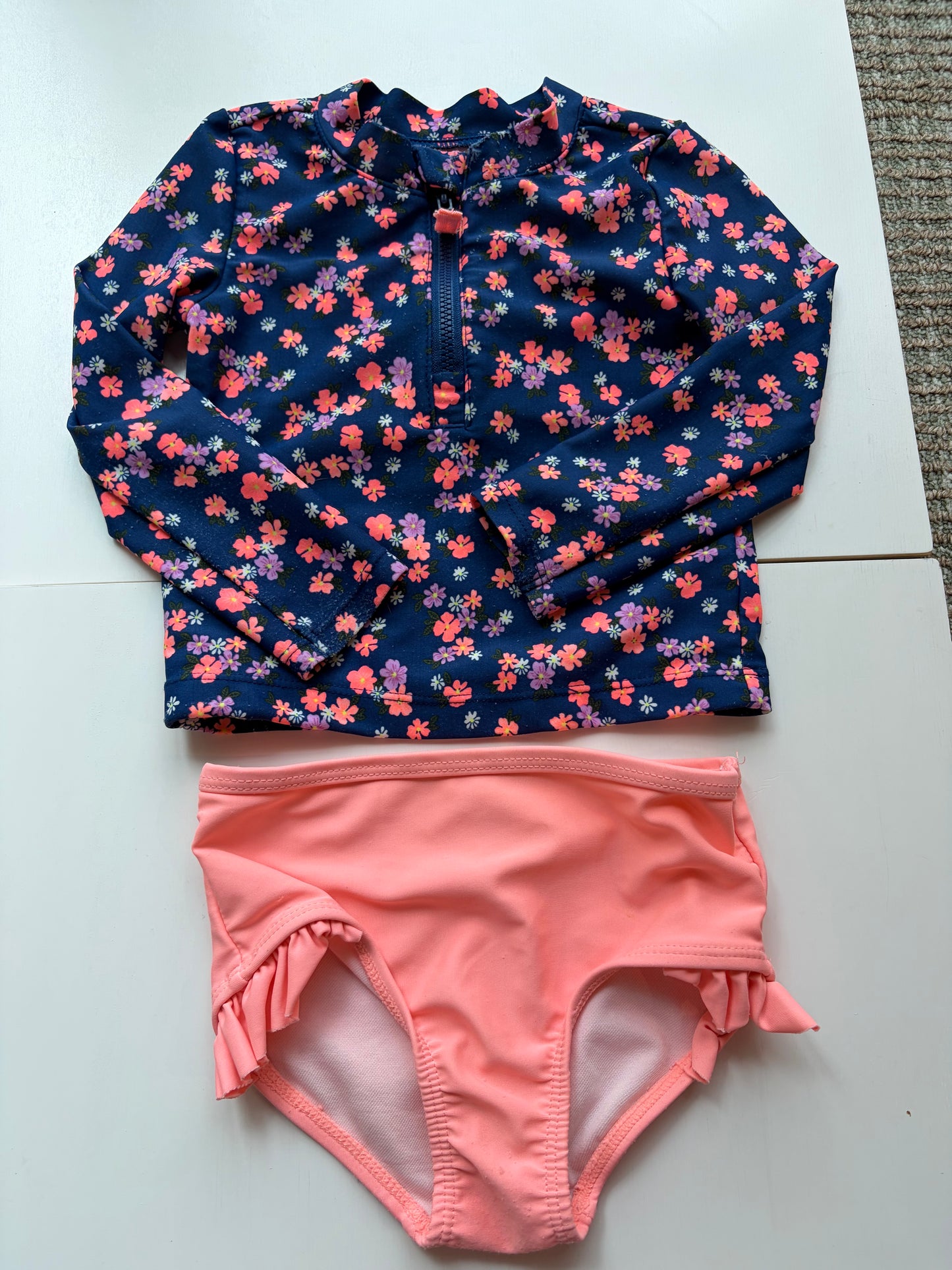 Seller 22 navy floral rash guard swimsuit 18 month