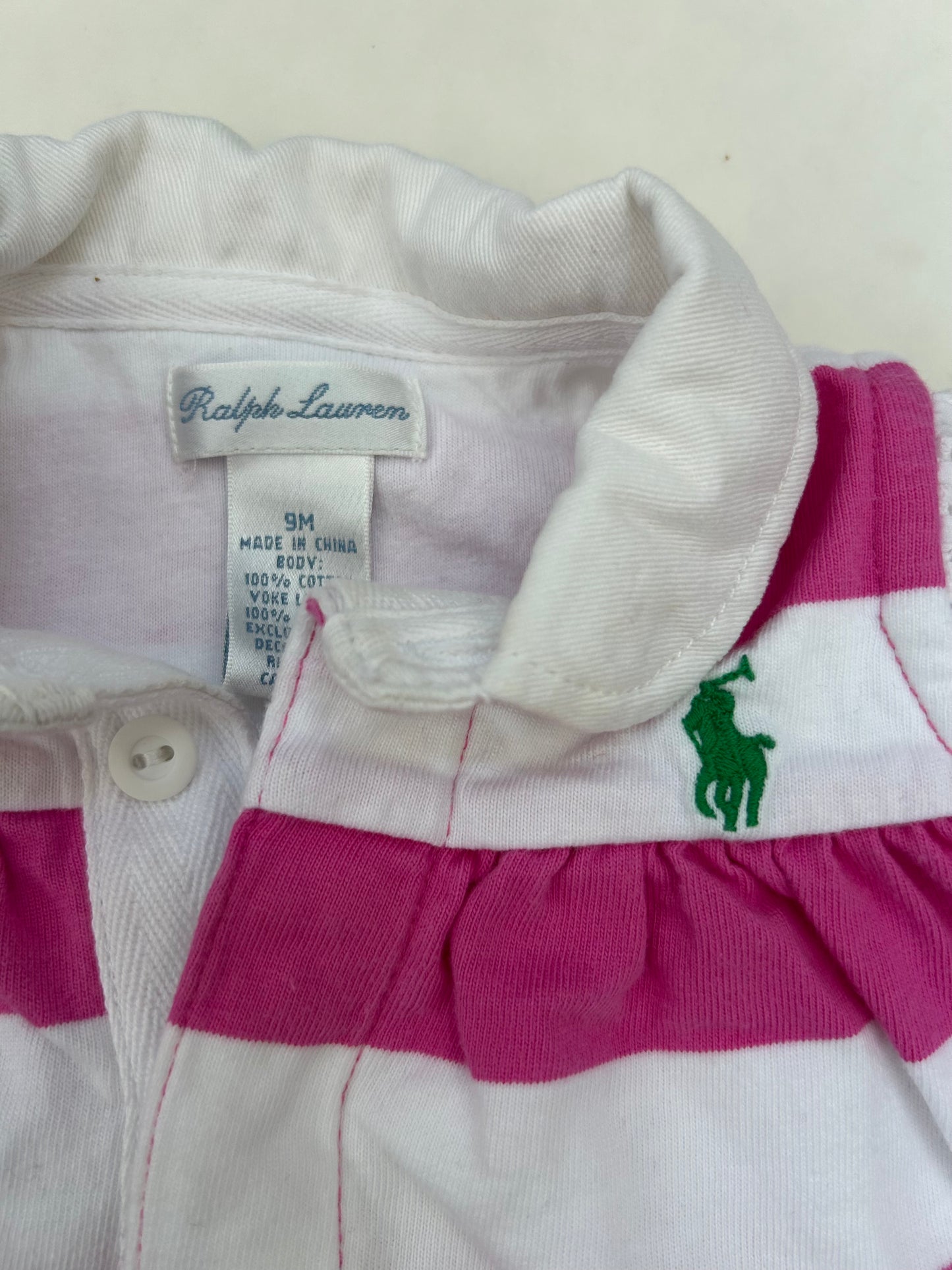 #6 Girls 9 months Ralph Lauren Polo striped romper