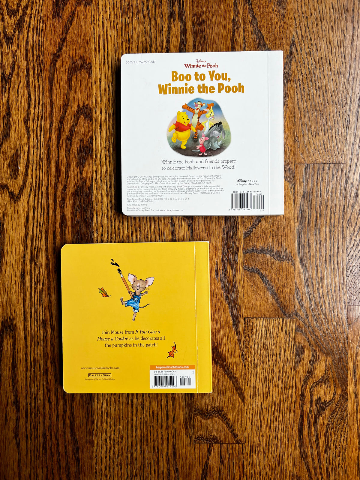 Seller #115 - Halloween Board Books - Winnie the Pooh & If You Give a Mouse a Cookie, EUC