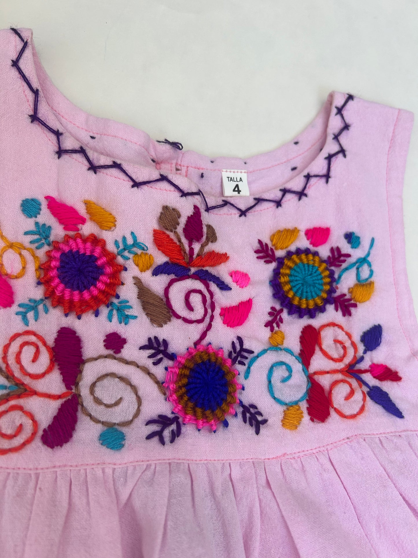 #6 Girls Size 4T Pink embroidered dress