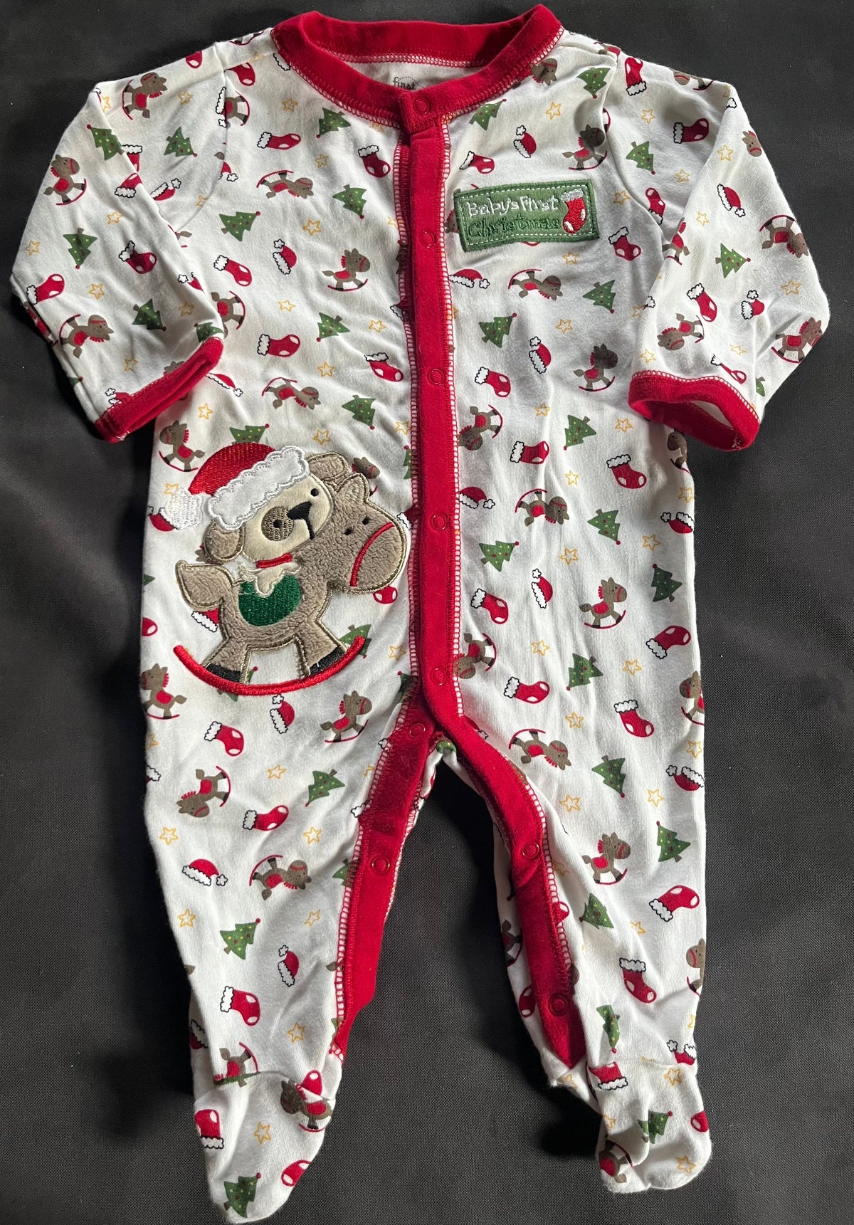 Seller #13 REDUCED First Moments gender neutral 3 months Baby’s First Christmas romper NWOT