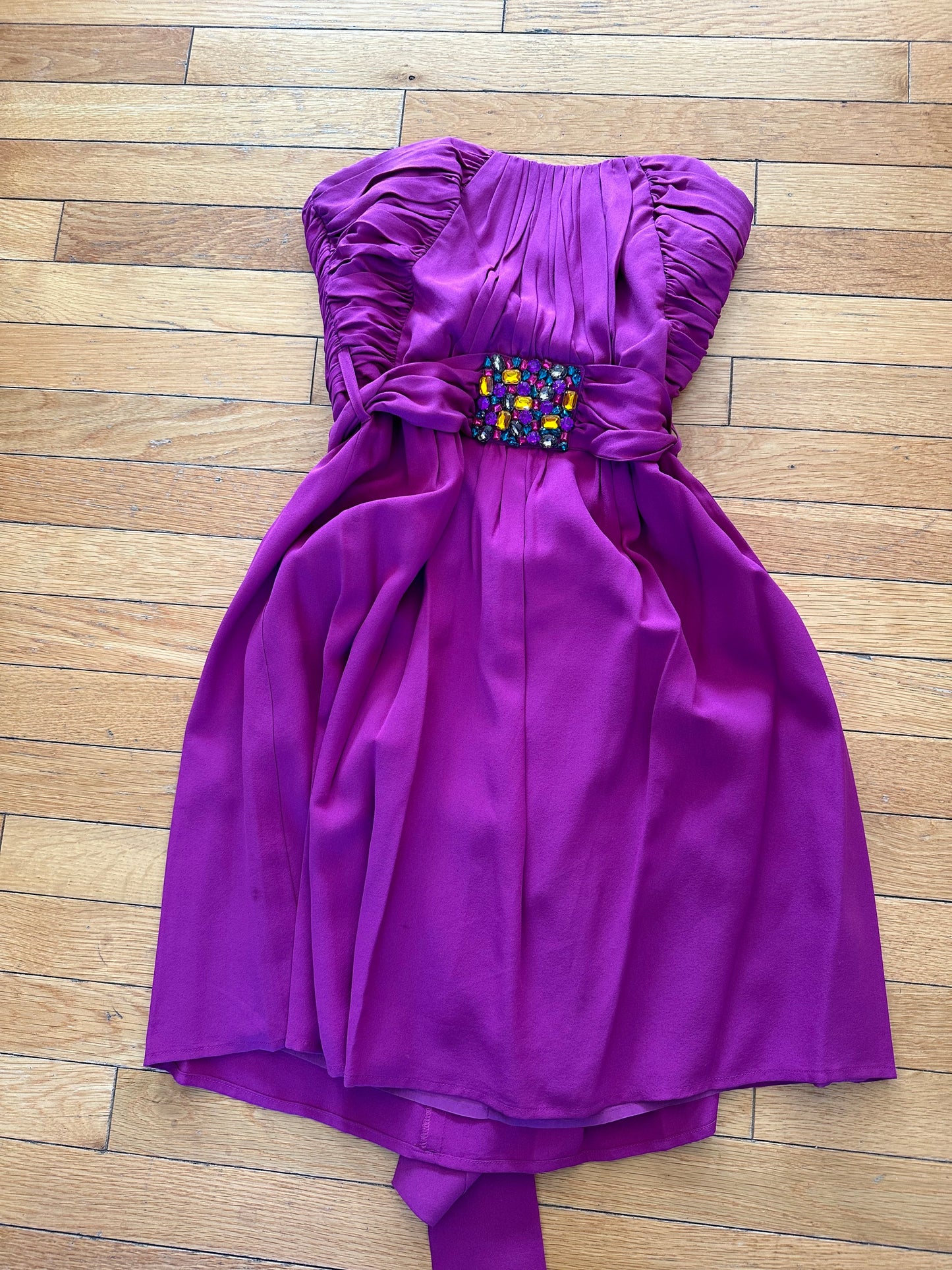 #133 Shoshanna Sz 4 Purple Plum Chiffon Dress $248