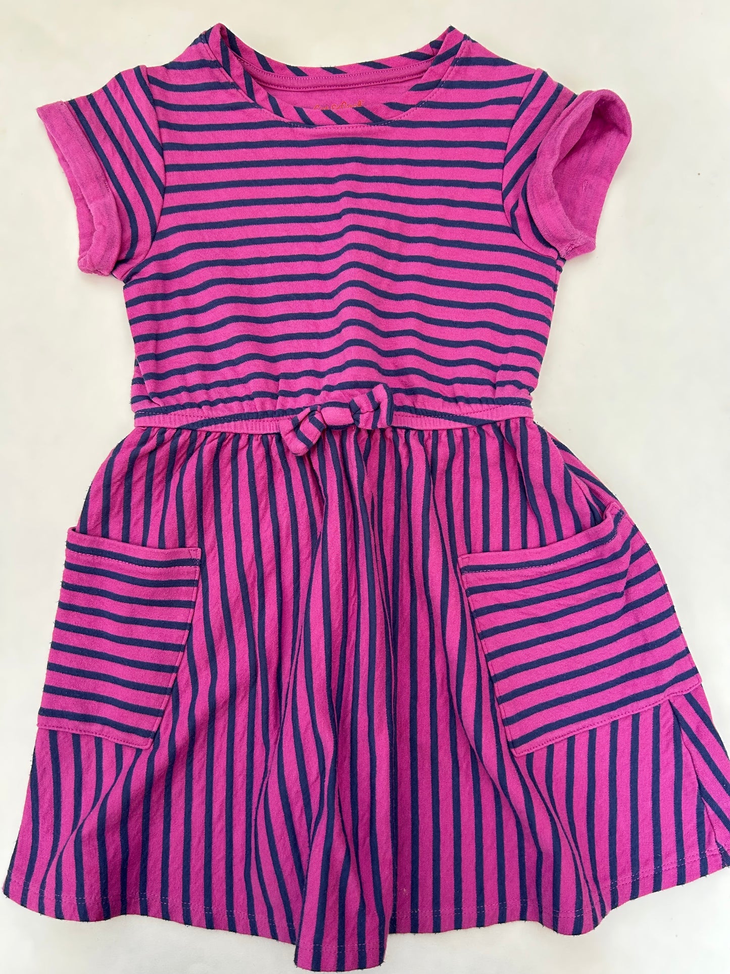 #6 Girls size S (6/6x) Cat & Jack pink/navy striped dress