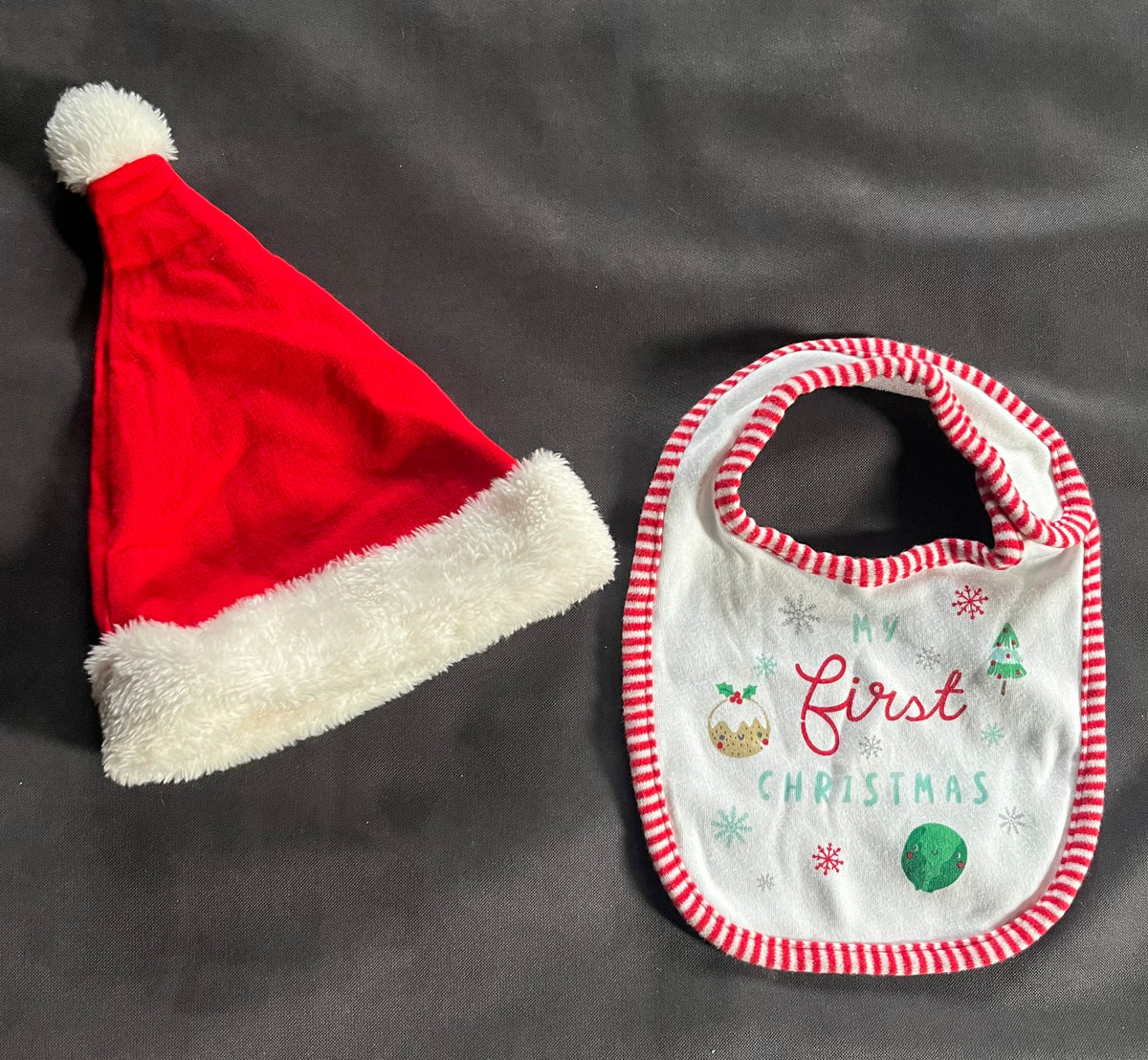 Seller #13 newborn gender neutral Santa hat and Christmas bib