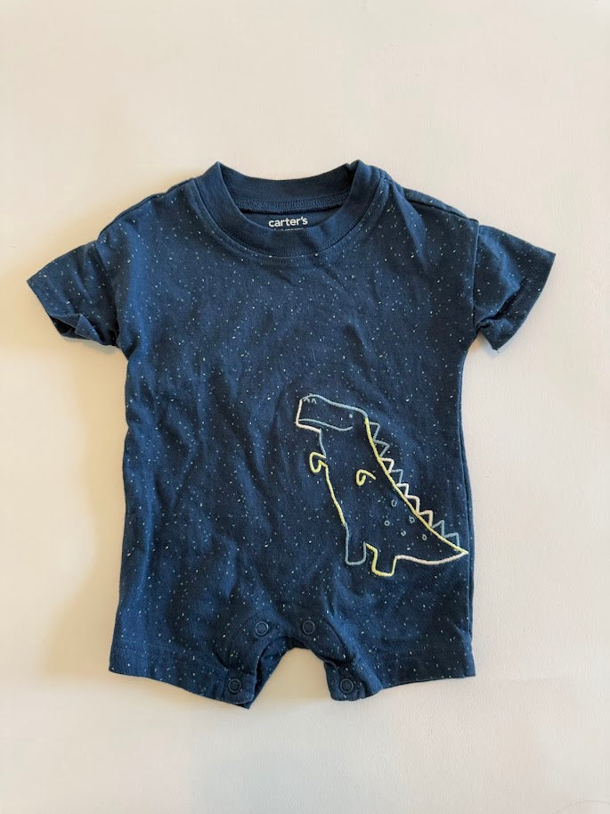 #78 REDUCED Carter's Blue Dinosaur Rompers Boys 3M