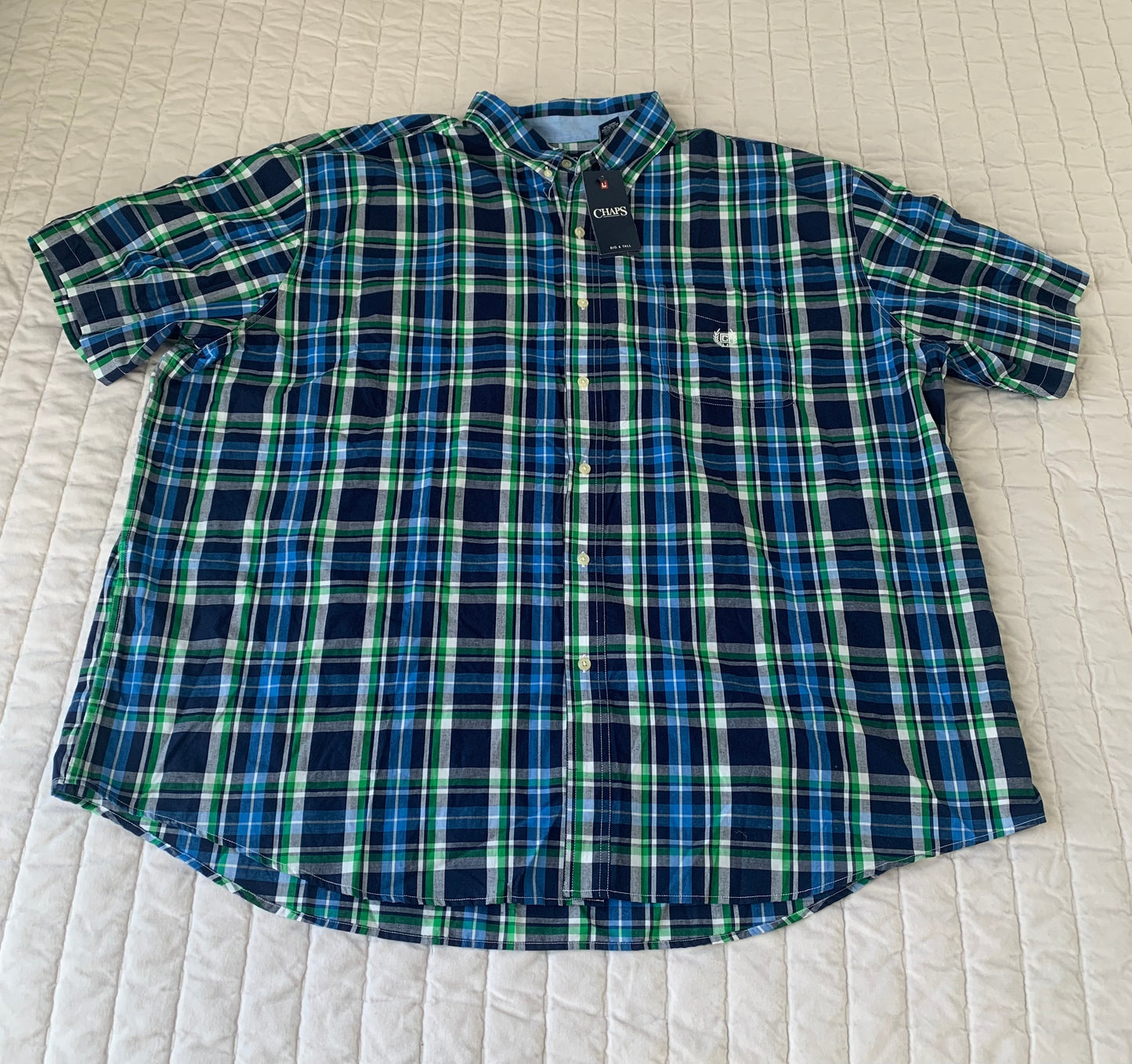 Seller #204 NEW Men’s 4XB Big & Tall CHAPS Plaid Short Sleeve Shirt