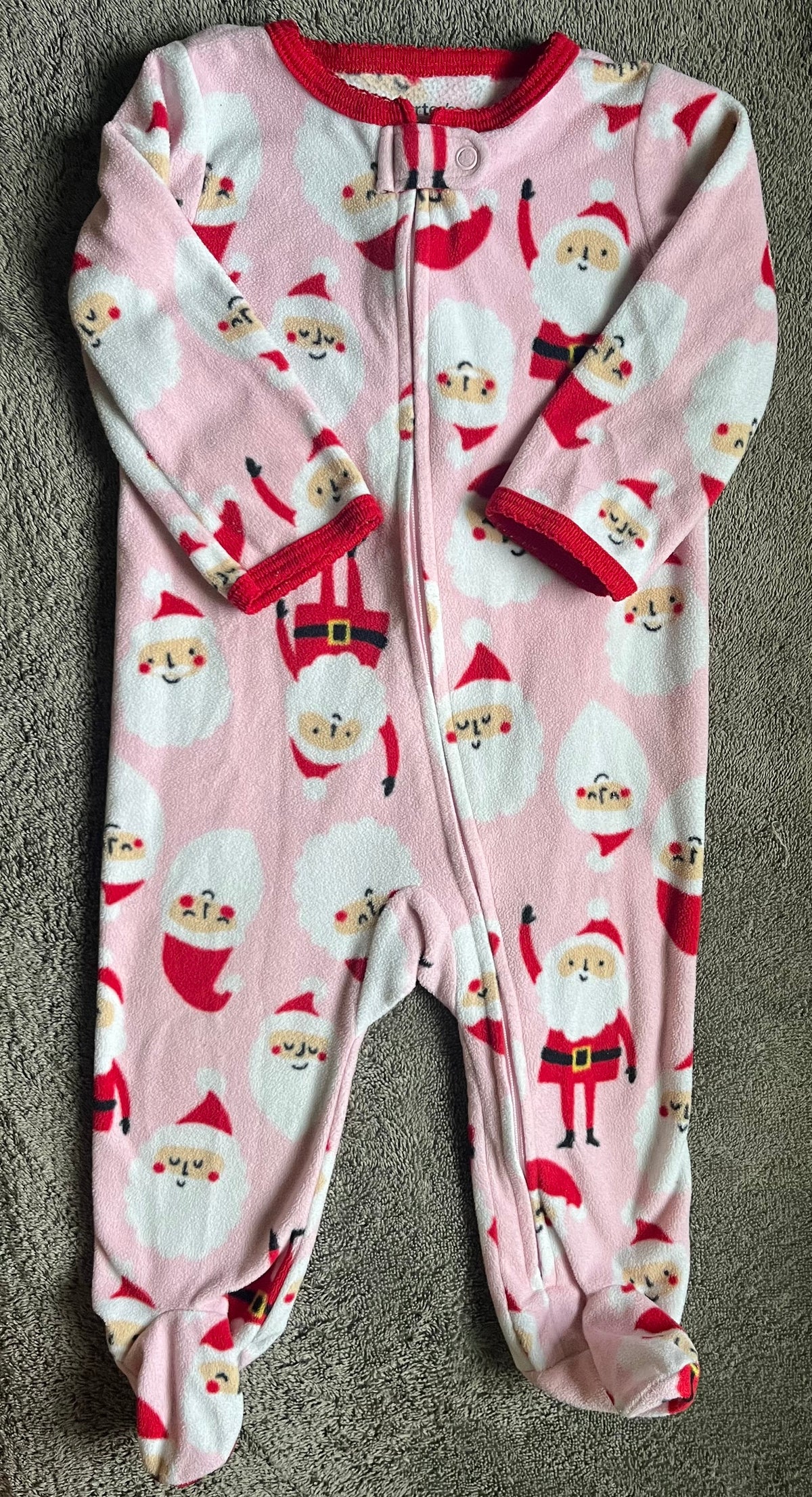 Seller #13 Carter’s girls 9 months Santa pink fleece sleeper pajamas