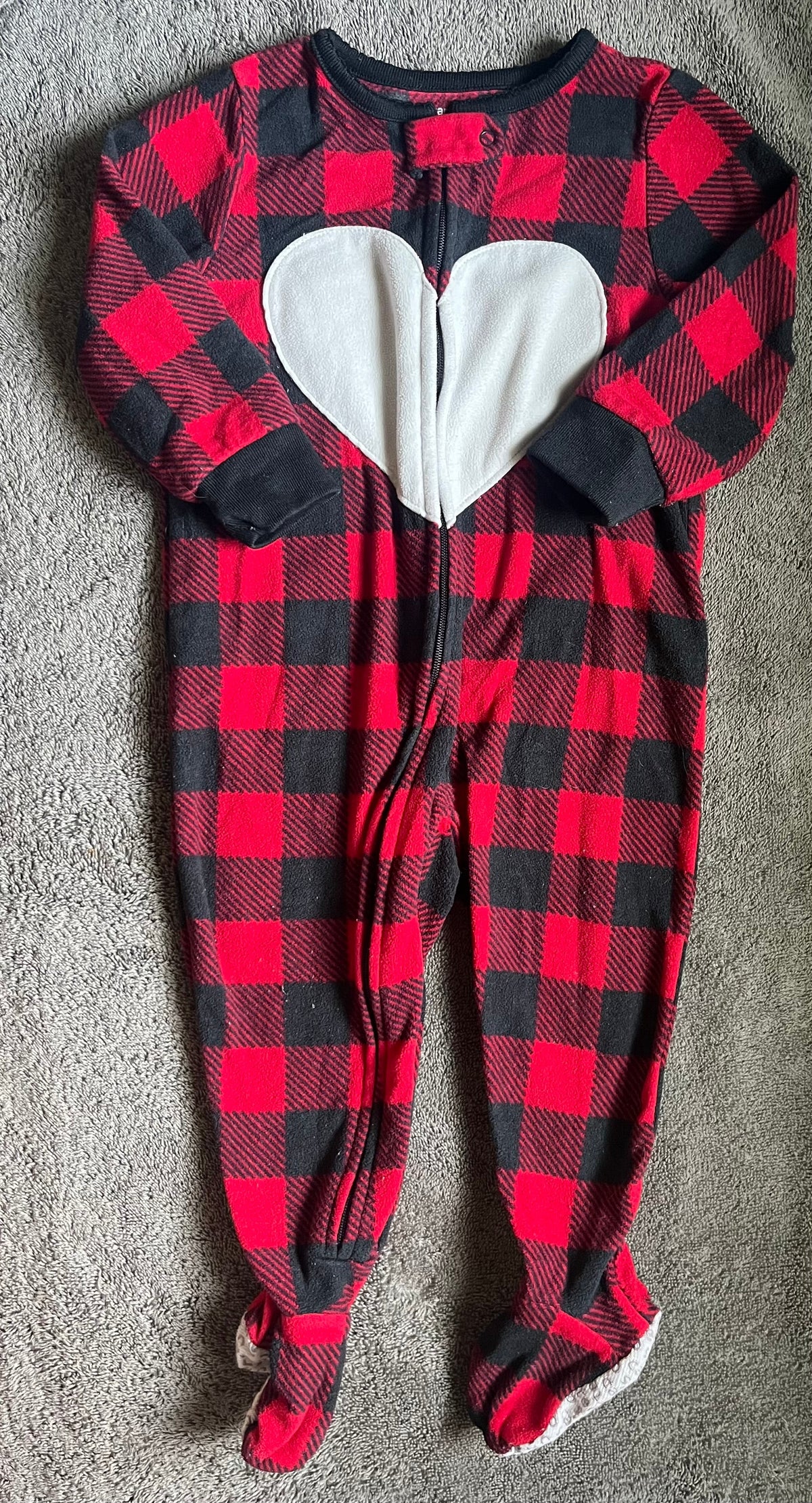 Seller #13 Carter’s gender neutral 12 months heart buffalo plaid fleece sleeper pajamas
