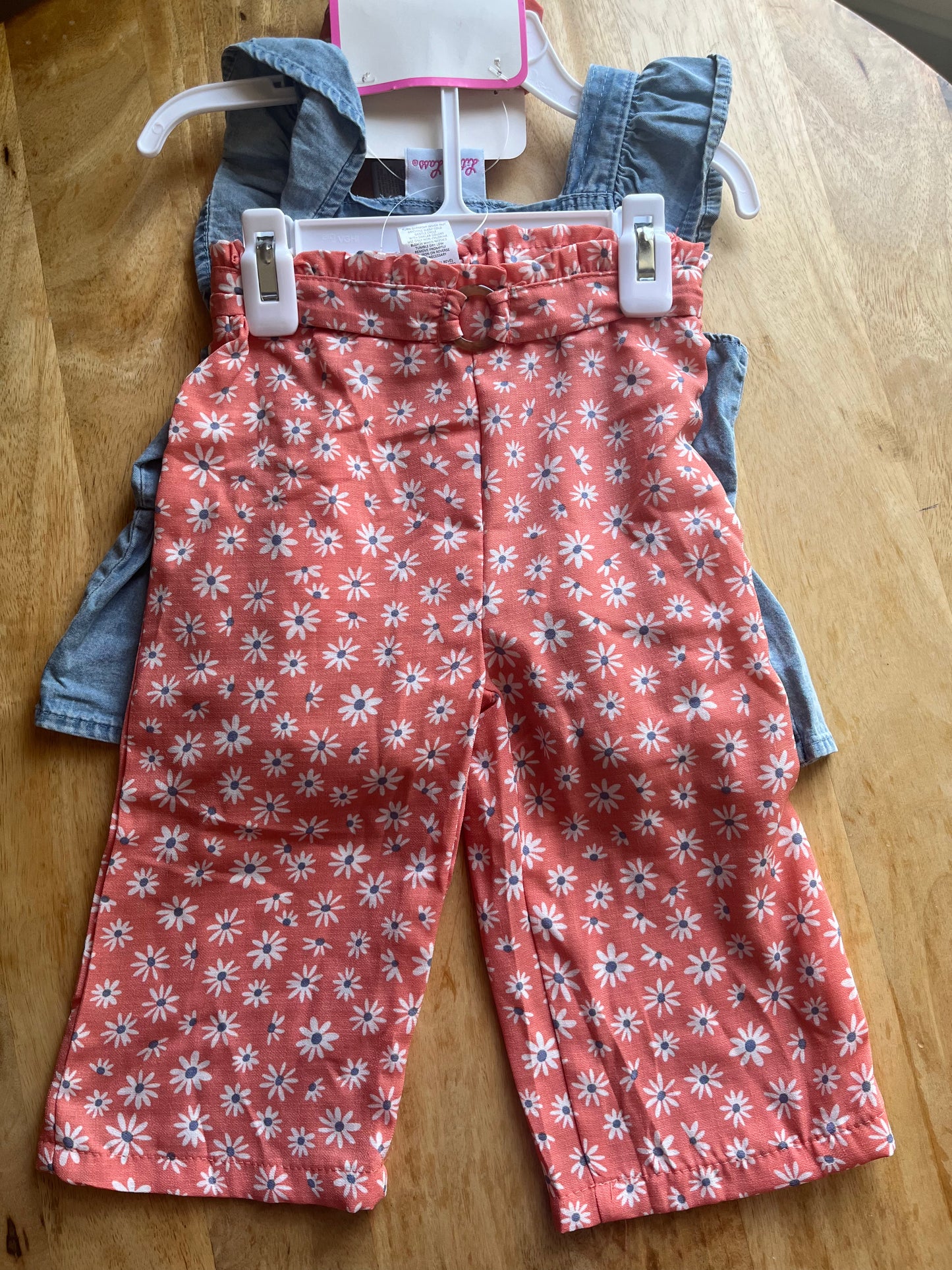 #97- NWT Little Lass 3pc Set top, pants, soft headband - Blue/Floral- Size 3T
