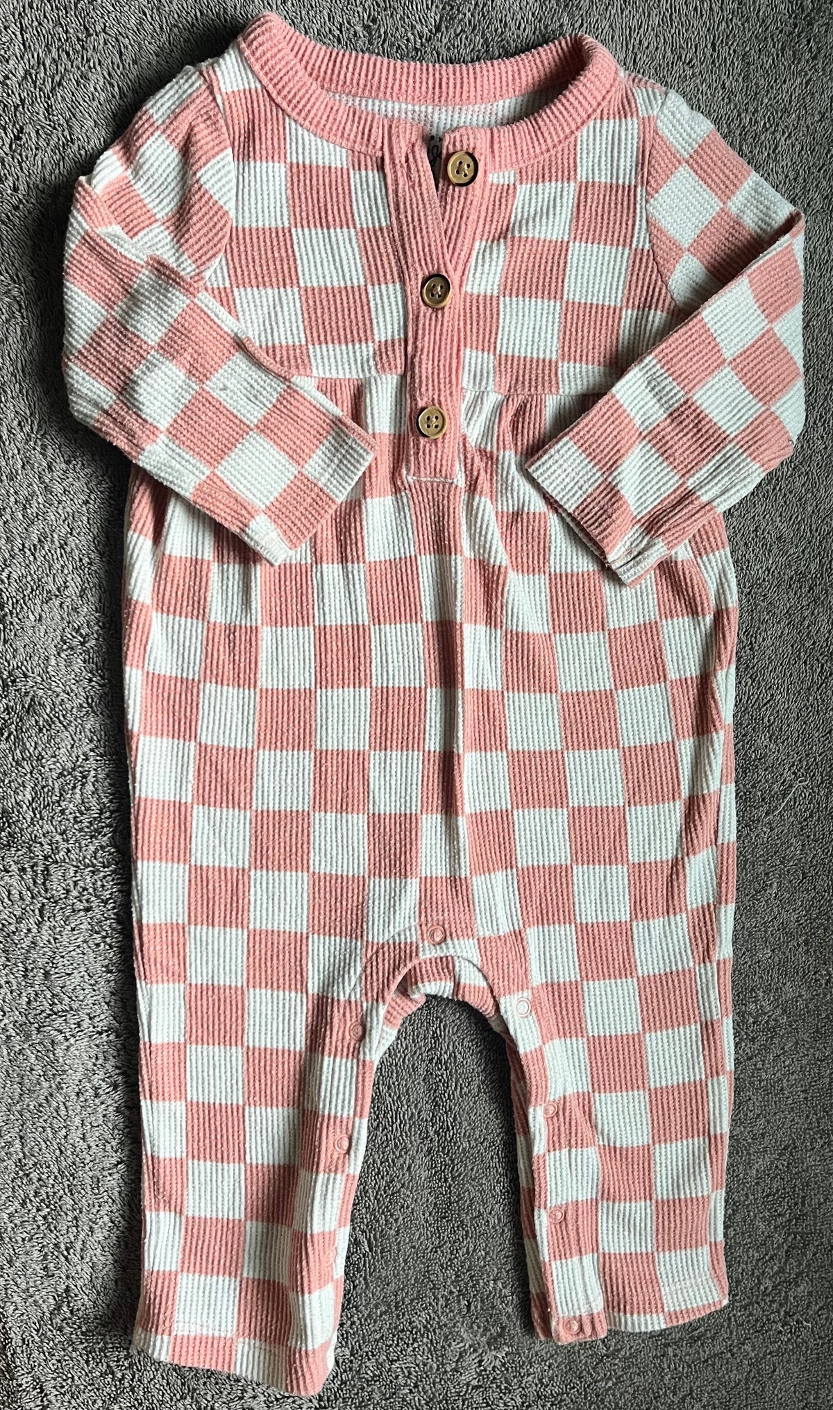 Seller #13 Cat & Jack girls 3-6 months pink checkered footless sleeper