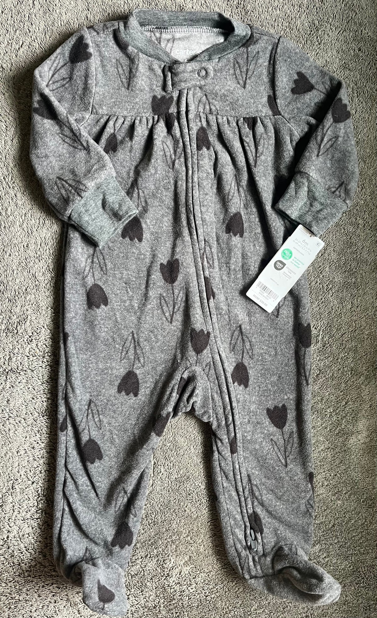 Seller #13 Carter’s girls 6 months fleece floral sleeper pajamas NWT