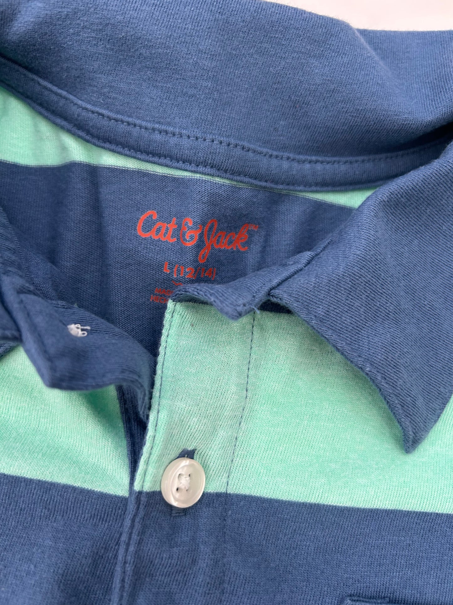 #6 Boys size large 12/14 Cat & Jack stripe polo shirt