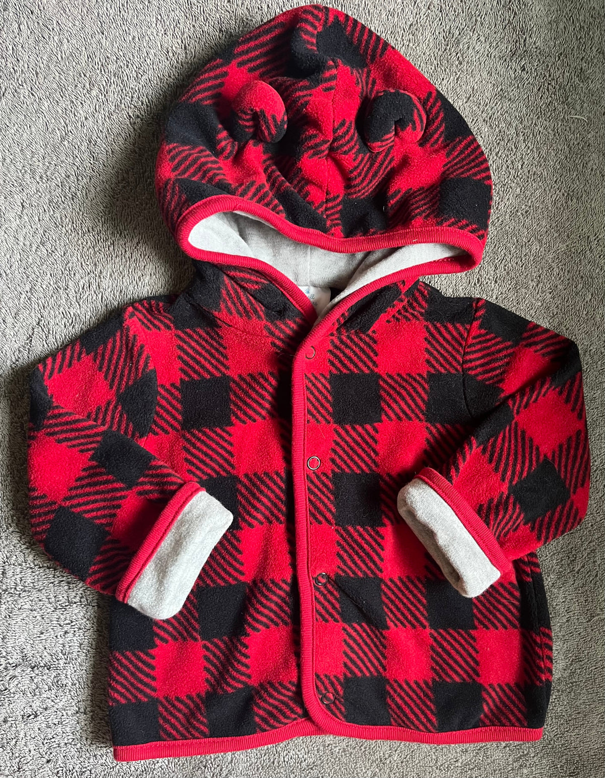 Seller #13 Small Wonders boys 3-6 months buffalo plaid hooded fleece jacket