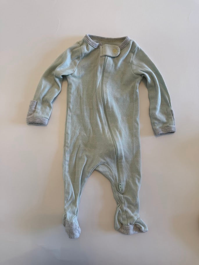 #78 REDUCED Cloud Island 2 Piece Green and Stripe Gender Neutral Pajamas 3M