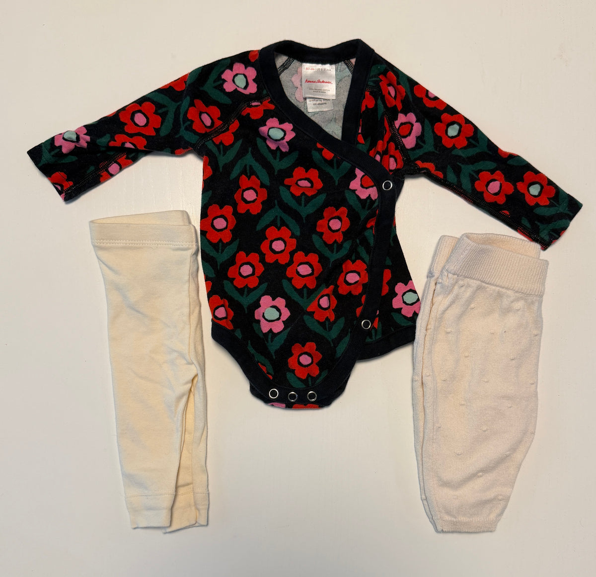 #93 Hanna Andersson top with 2 pant bundle
