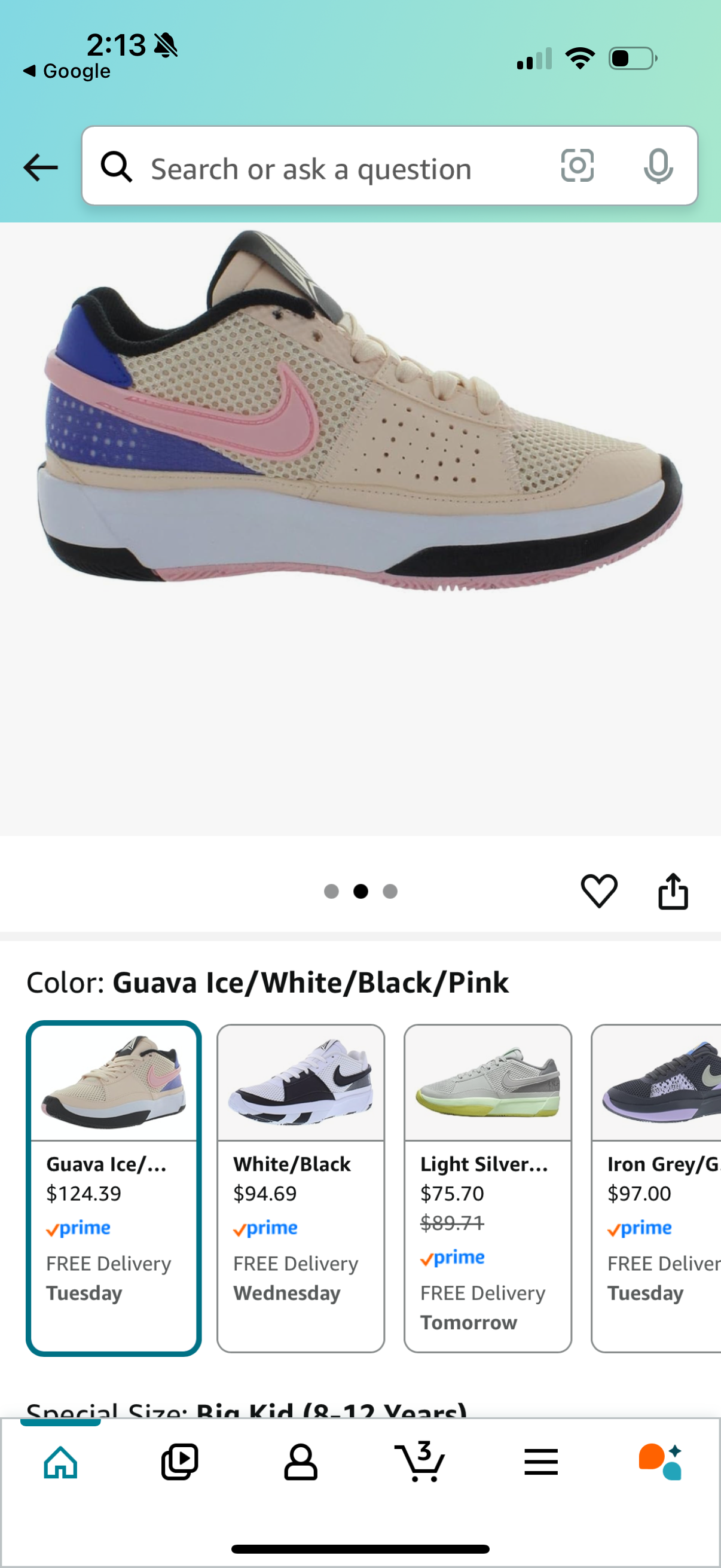 136 EUC Nike Girls Guave Ice size 1