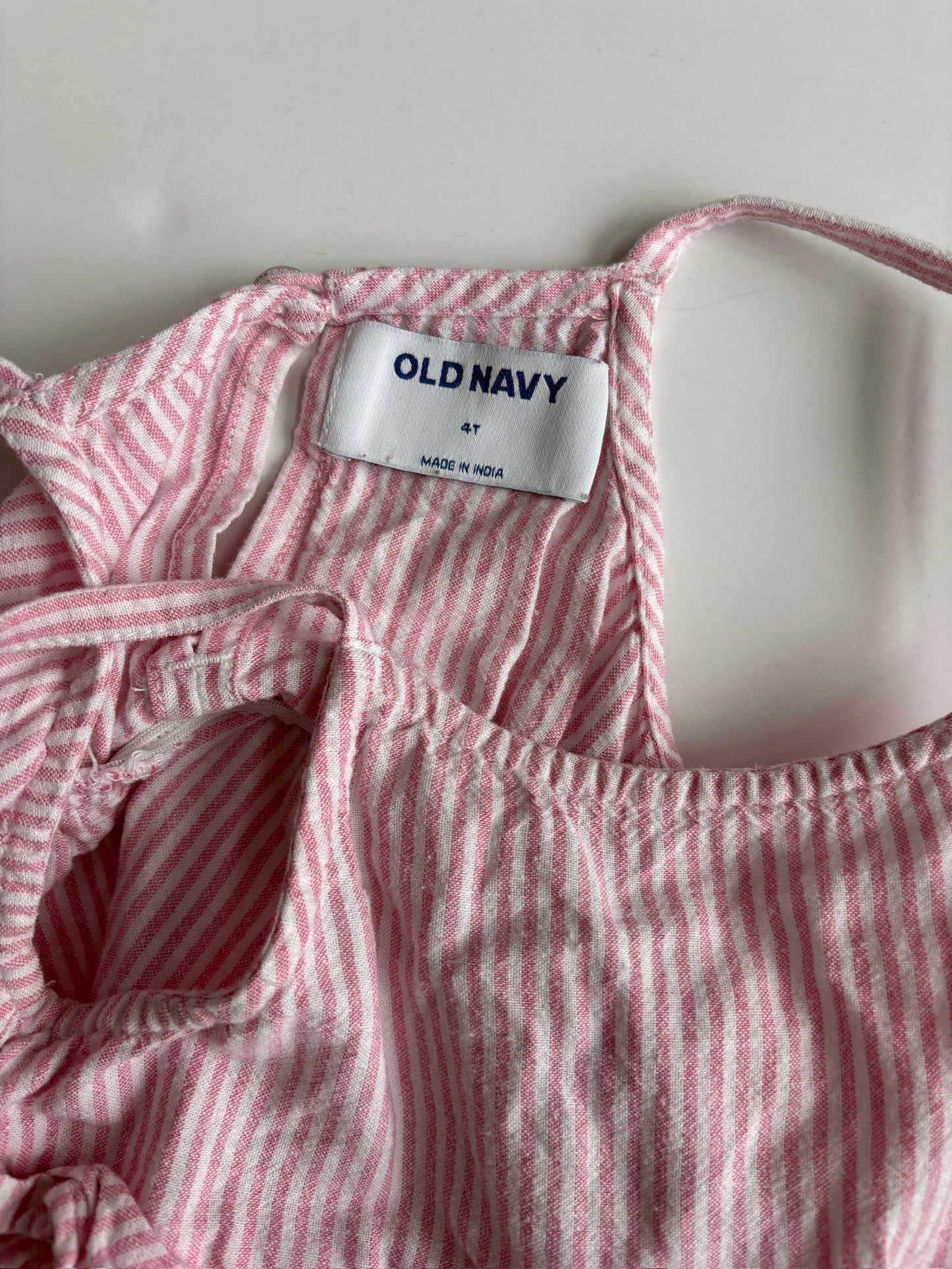 Seller #105 - 4T Girls Pink & White Striped Old Navy Ruffle Tank GUC