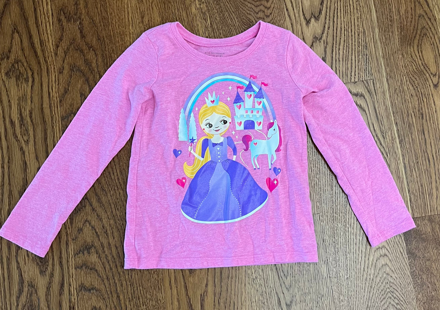 #33 Girls 4T The Children’s Place Princess Unifcorn Castle Long Sleeve Pink Shirt
