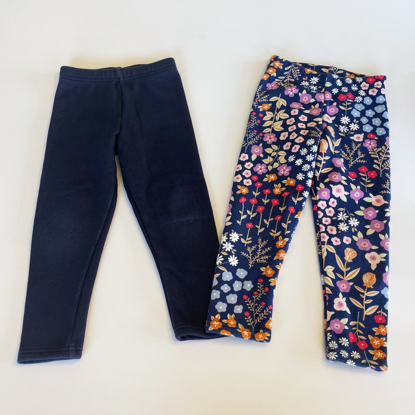#118 | Size 4T | Carters Girls Set of 2 Fleece Lined Leggings - Floral and Jean