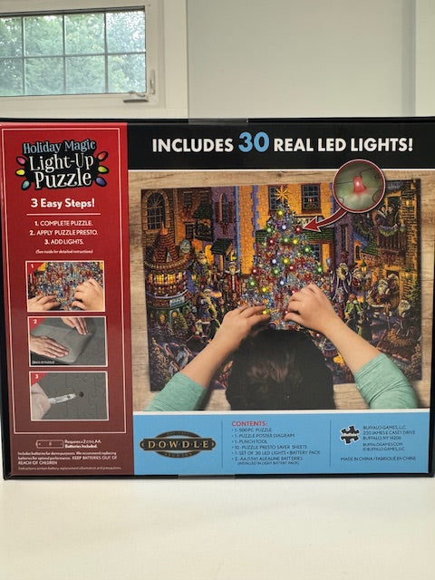 #222 Dowdle Holiday Magic Light-Up 500 pc Puzzle (with 3d lights) NIB