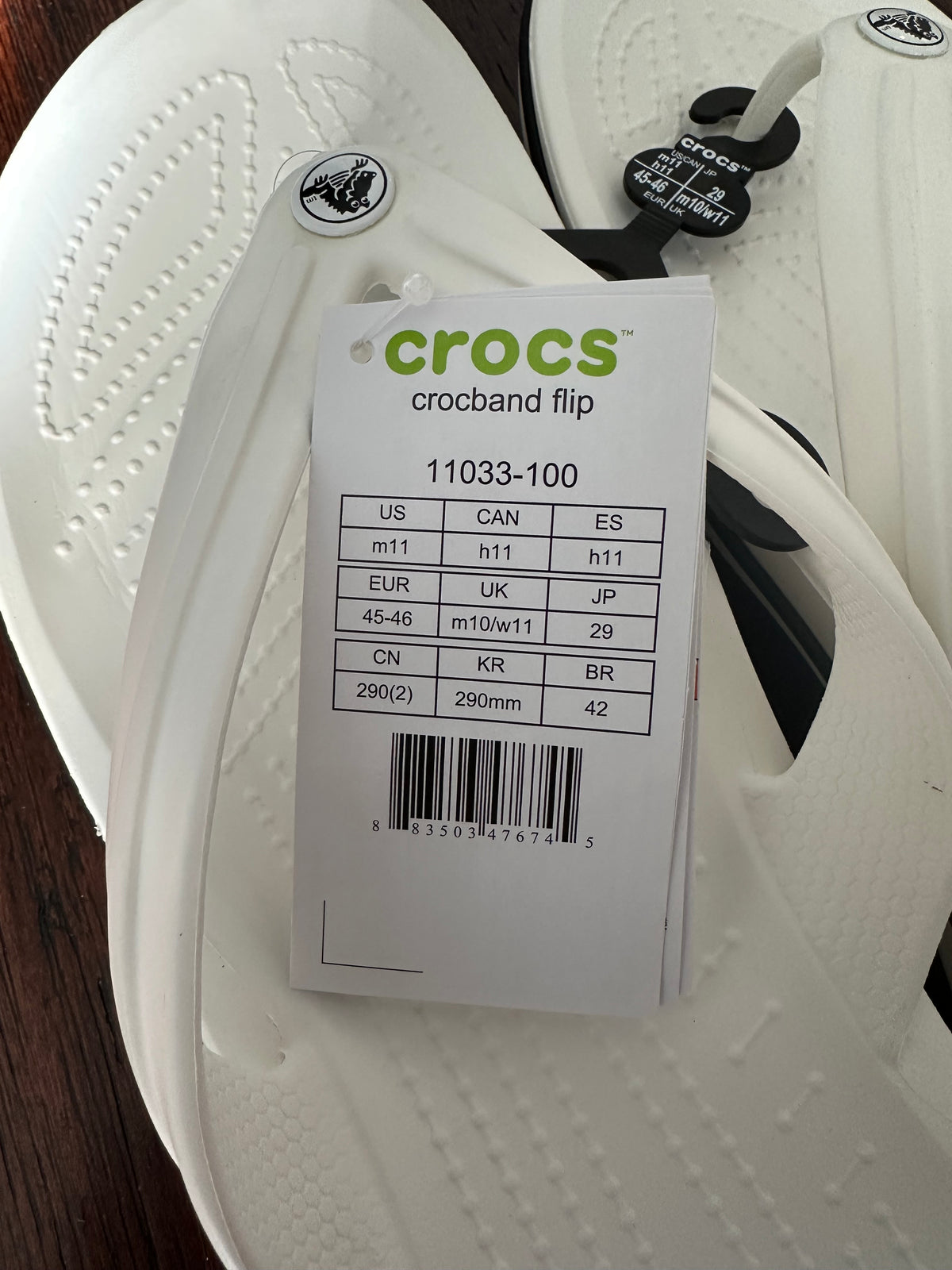 Seller 42, Crocs Flip Flops, White, NWT, Men's Size 11