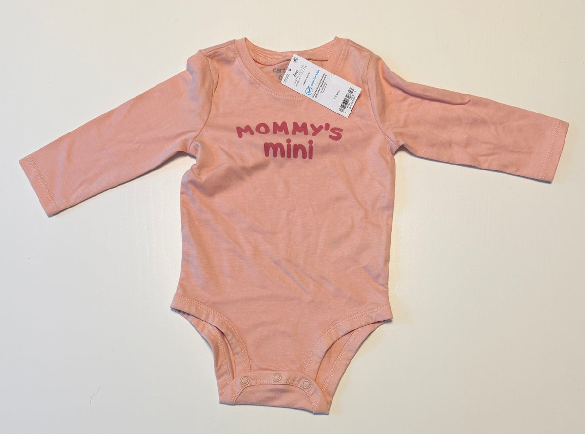 #93 NWT “mommy’s mini” carters long sleeve onesie girls size 3-6 months