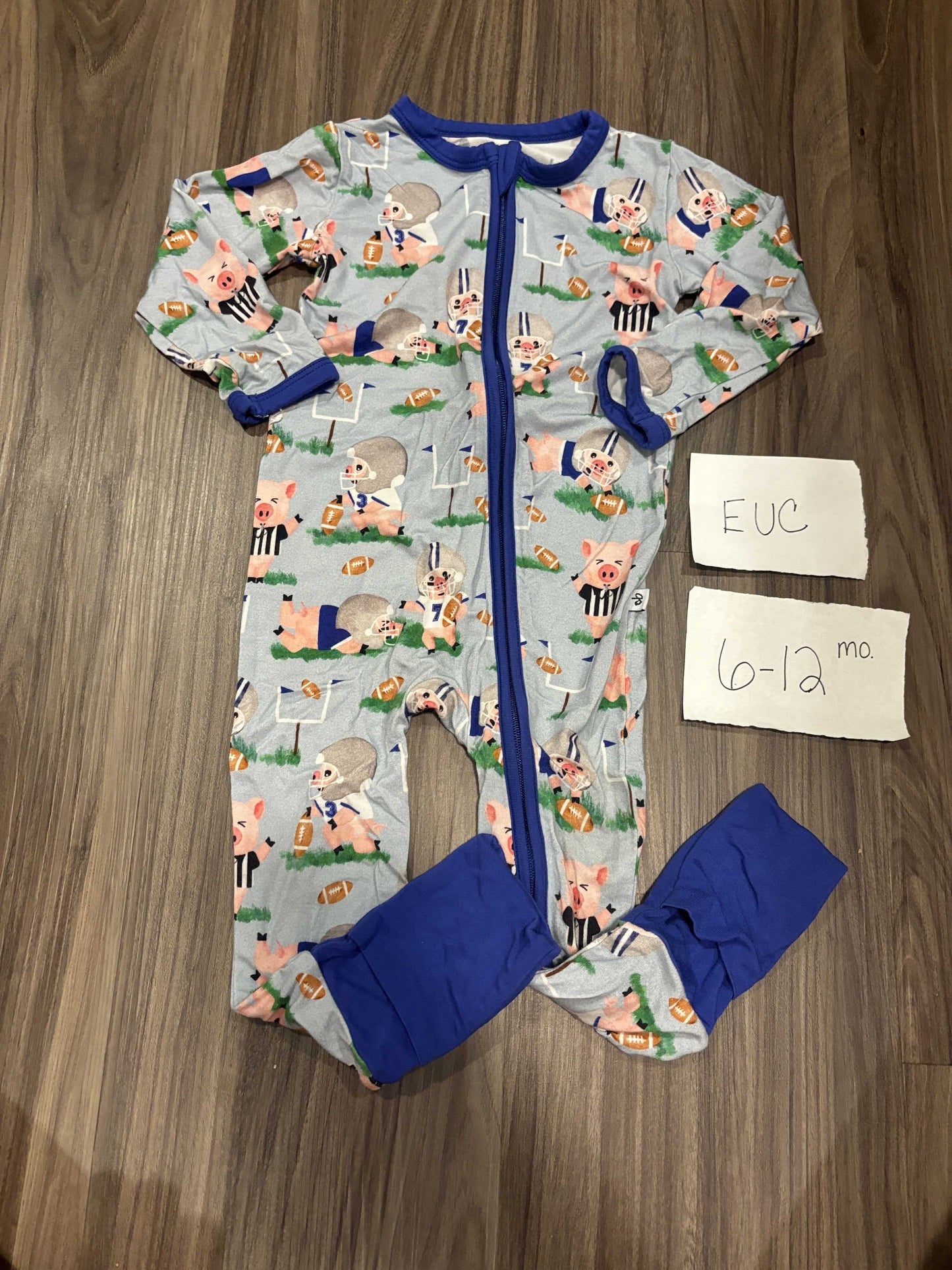 #138 - 6-12 Mo EUC Bamboo (Birdie Bean) Football Zippy