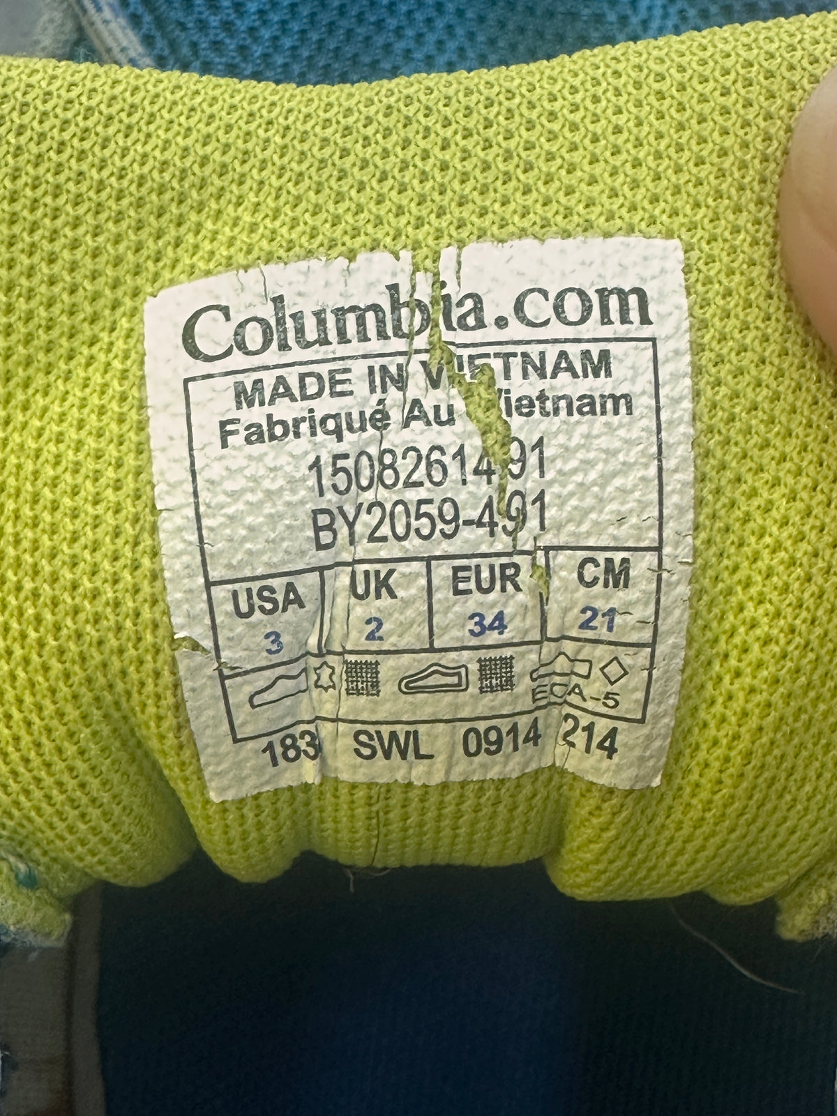 #163 Columbia Blue Hiking Shoes - size 3 - VGUC