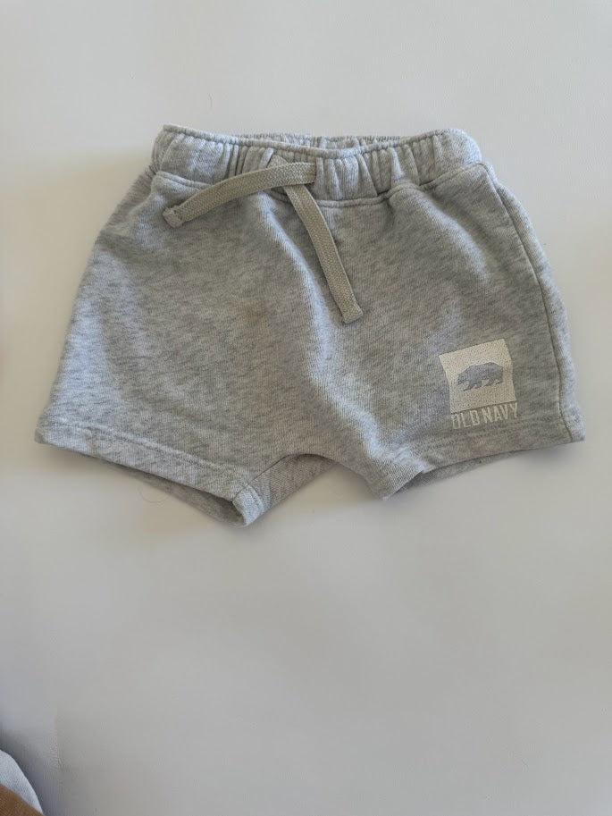 #78 REDUCED Old Navy 2 Piece Grey and Brown Shorts Boys 6-12M