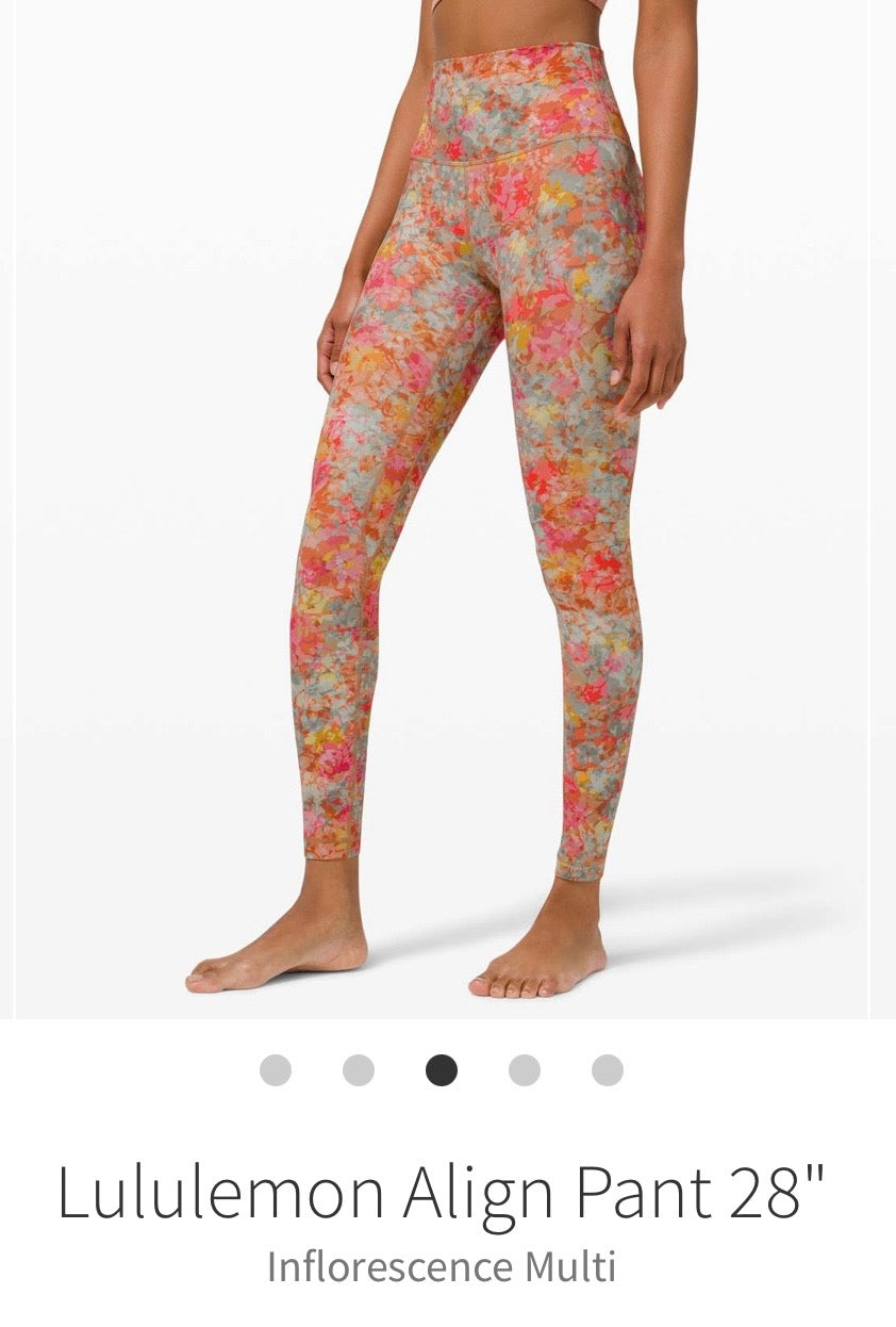 #130 NEW NWT Lululemon Sz 2 Align Leggings Floral Womens
