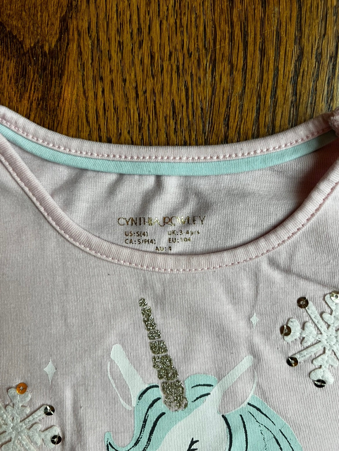Seller #115 - Cynthia Rowley Girls 4 Pale Pink Holiday Unicorn Outfit, GUC