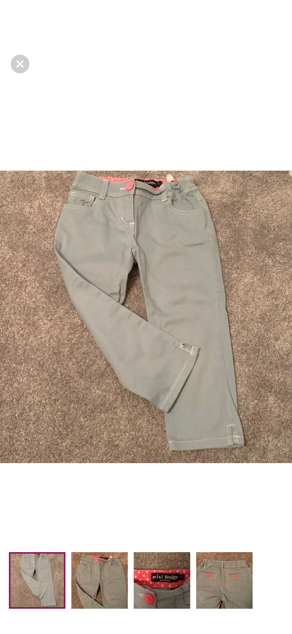 #130 Mini Boden Girls Sz 7 Capri Blue Cotton Cropped Pants