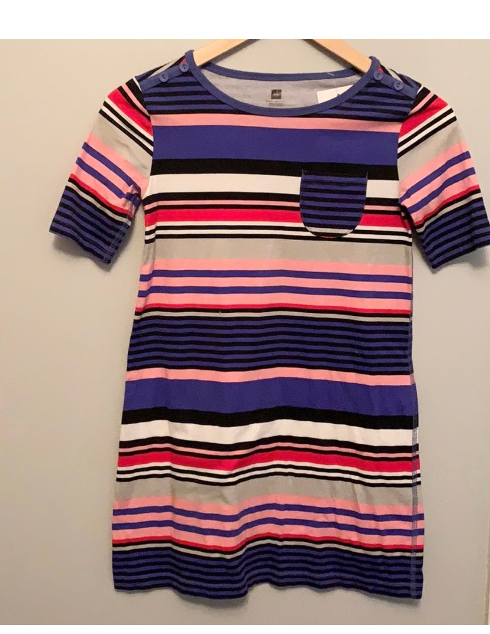 #130 Tea Girls Sz 8 Striped Cotton Dress
