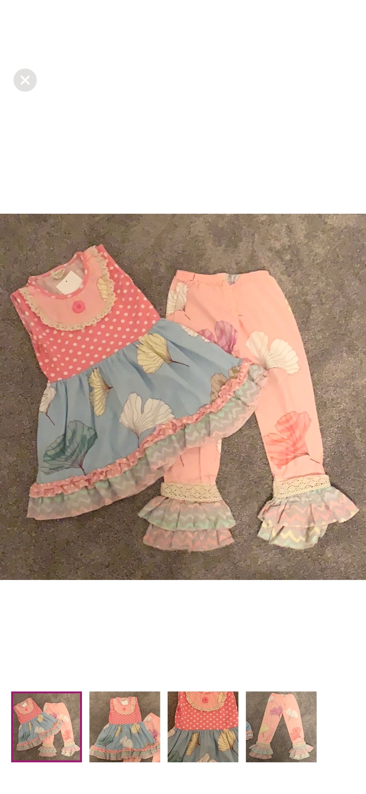 #130 Lulu and Tutu Pink and Floral Ruffle Pant Outfit Size 5 - 6 years similar to Matilda Jane