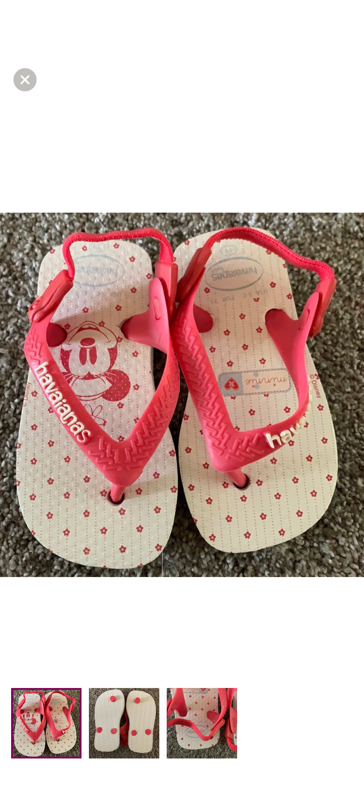 #130 New Girls Disney Minnie Mouse Havaianas Flip Flops Sz 4 Sandals