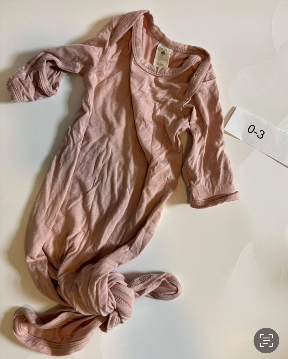 205 0-3mo Kate Quinn Bamboo Knotted Gown - Pink
