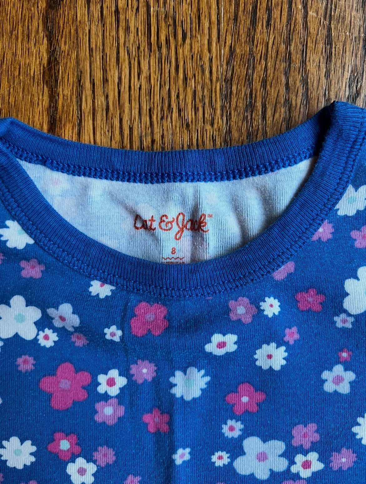 Seller #115 - Cat & Jack Girls 8 Pink & Blue Flower Pajamas, 2 Pairs (GUC)