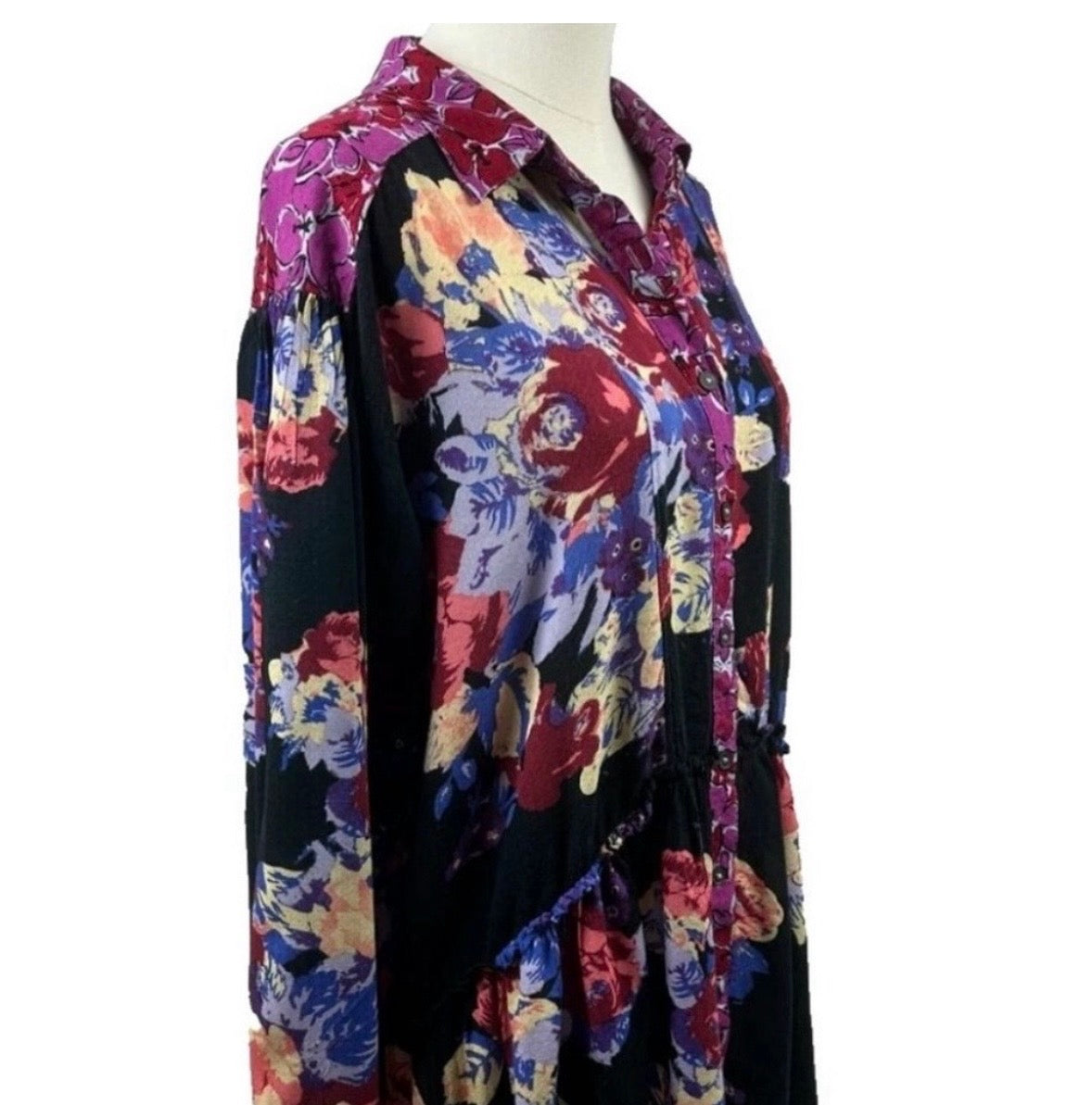 #130 Free People Brunch a Bunch Sz S Floral Long Sleeve Womens Dress Anthropologie $298