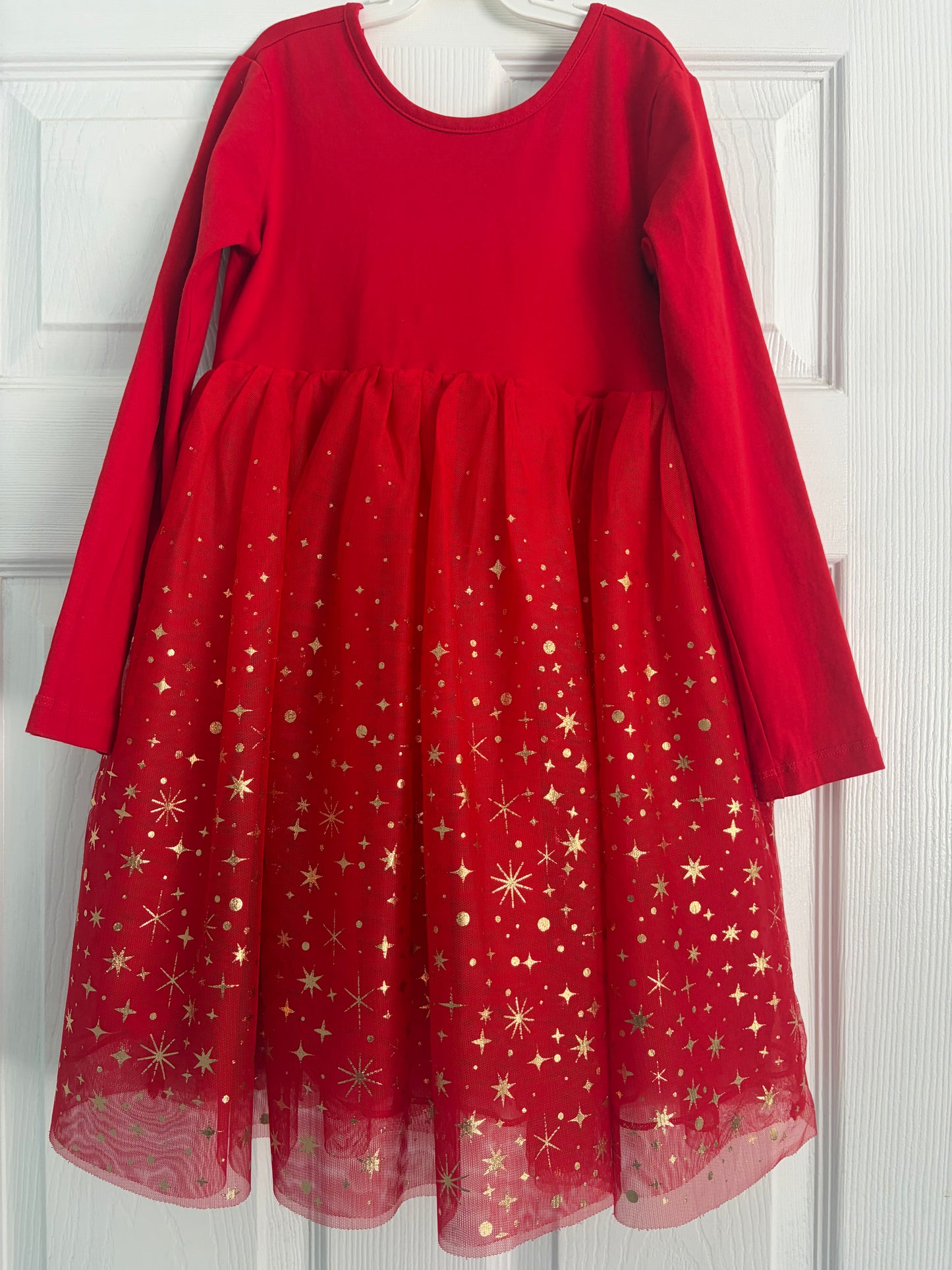 Seller #91 Girls' size 6-7 Hanna Andersson long-sleeve shimmer tulle dress EUC