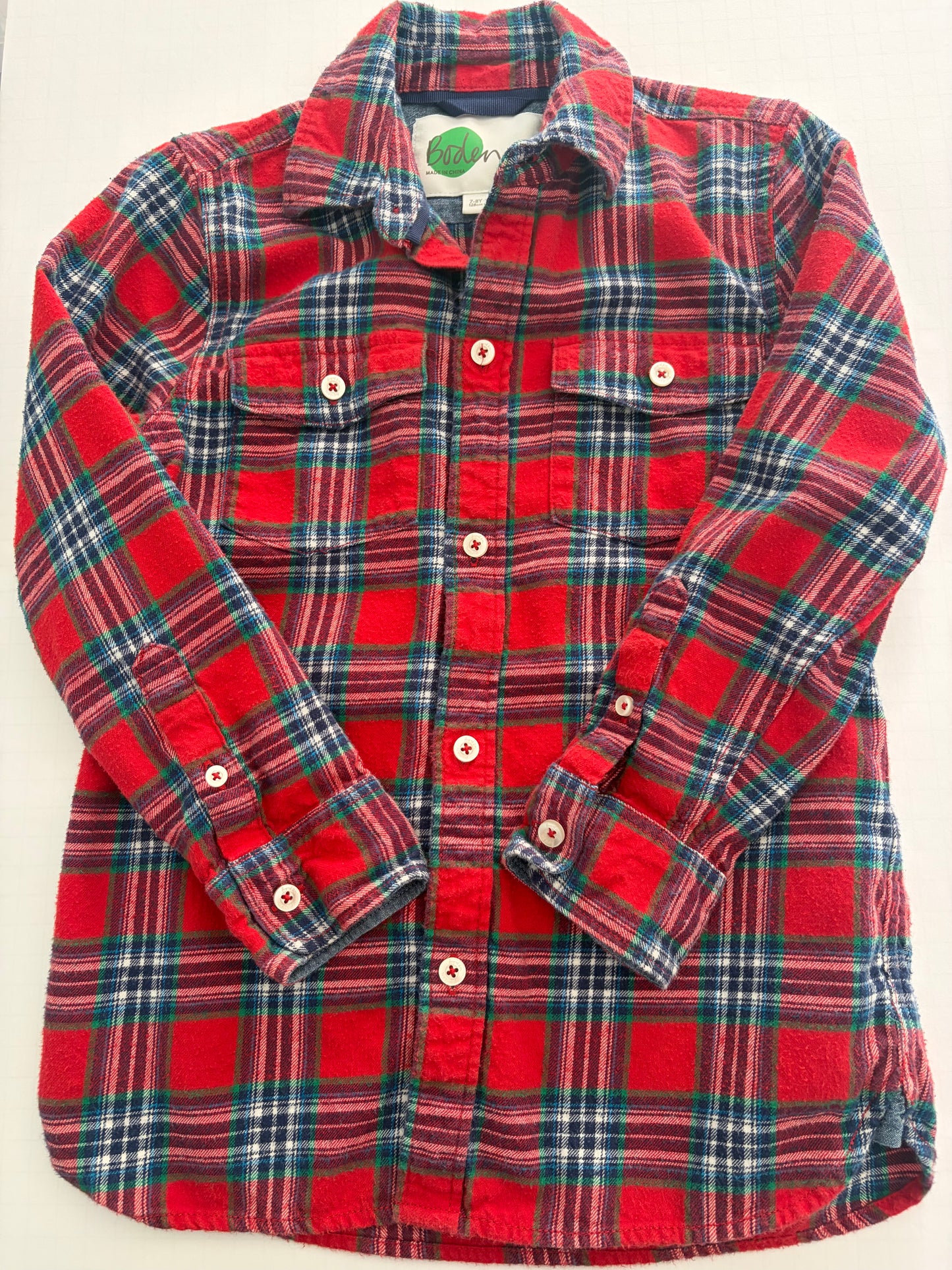 Seller #91 Boys' size 7-8 Boden flannel button down shirt EUC