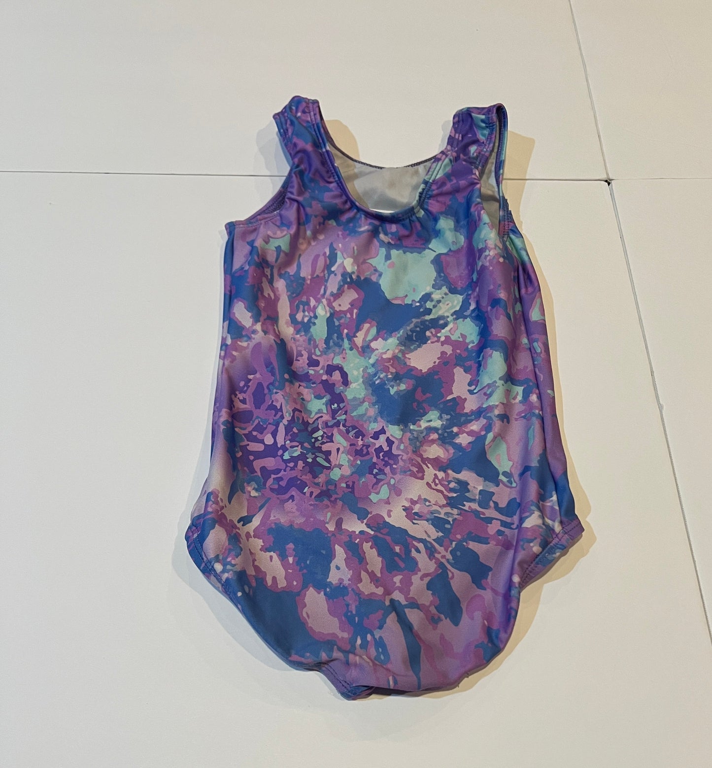 #180 Girls 3T-4T GK Elite Leotard Set (Black Floral and Purple)